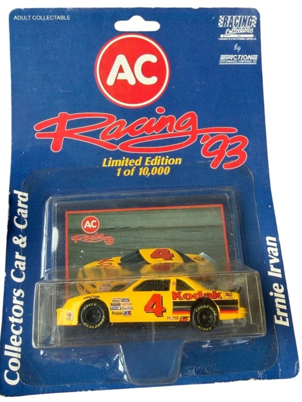 Action Racing 1993 Ernie Irvan #4 Kodak Racing 1/64 Diecast Car Collector Card